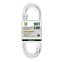10 Ft Outdoor Extension Cord - 16/3 Sjtw Durable White Electrical Cable ... - $18.99