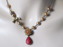 Flower Necklace Pearl Necklace Pearl Jewelry Bridal Party Gift Women Jew... - $34.00