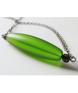 Green Necklace Bar Necklace Green Jewelry Tube Necklace Minimalist Jewel... - £16.02 GBP