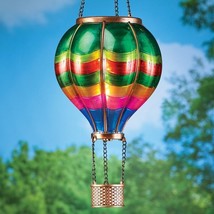 Hot Air Balloon Solar Lantern Rainbow Hanging Outdoor Patio Garden Yard Art - $28.53