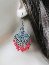 Red Earrings Bohemian Earrings Gypsy Jewelry Boho Jewelry Coral Earrings Chandel - £12.76 GBP