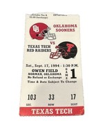 1994 Oklahoma Sooners vs Texas Tech Red Raiders Football Ticket Stub Owe... - £11.75 GBP