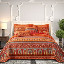 3 Pieces Boho Cotton Queen Size Quilt Sets,Soft Bedspread Queen Size Lightweight - £87.64 GBP