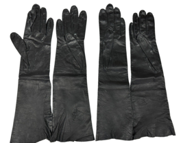 VTG Van Raalte Gloves Womens Black Kid Leather  2 PR NOS Size 6 and 6.5 ... - $79.30