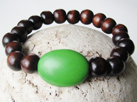 Hypoallergenic Jewelry Green Bracelet Women Jewelry Gift Wood Bracelet Earthy Br - £11.18 GBP