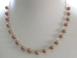 Crochet Necklace Gold Pearl Necklace Hypoallergenic Necklace Hypoallergenic Jewe - £17.58 GBP
