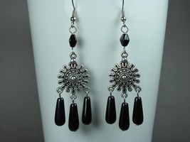 Gypsy Jewelry Bohemian Earrings Black Earrings Chandelier Earrings Hippie Earrin - £11.19 GBP