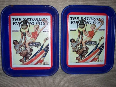 
* 2 Metal Tray The Saturday Evening Post July 1937 VintageÂ 
 - $22.01
