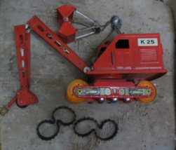 1960&#39;s Alps K-25 Tracked Power Shovel Crane Vintage Tin Toy Japan for Parts Only - £25.63 GBP