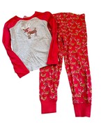 Kids American Girl Reindeer Pajama Set Size 5 Red &amp; Gray Cotton - $26.31 CAD