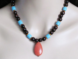 Orange Necklace Turquoise Necklace Afrocentric Necklace Women Jewelry Gift Ethni - £17.58 GBP