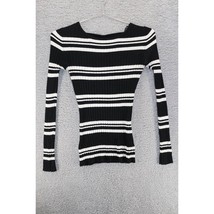 Pink Rose Womens Sweater Black Striped Long Sleeve Ribbed Knit Caged Back XS - £10.55 GBP