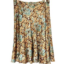 Banana Republic Retro Skirt Lined Satin Asymmetrical Y2K Floral Brown Teal 4 - £15.36 GBP