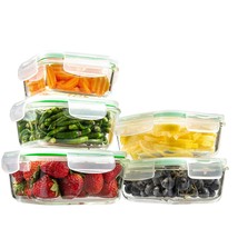 5-Piece Glass Food Storage Containers With Lids - Meal Prep Containers With Airt - £39.38 GBP