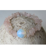 Stretchy Bracelet Pink Quartz Bracelet Opalite Bracelet Women Jewelry Ro... - £14.22 GBP