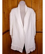 Trouble At The Mill Sweater Cardigan White Open Front Pockets Size Womens L - €49,03 EUR