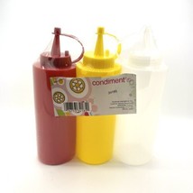 Retro Style Squeeze Condiment Bottles Red Yellow And White Set Of 3 New Sealed - £7.87 GBP