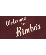 Vintage Diner Menu Welcome To Bimbos 8.5 x 5.5 Inches Folded - $44.54