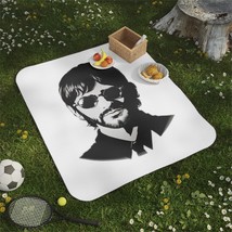 Cozy Ringo Starr Picnic Blanket, Beatles Drummer Throw, Black and White ... - £48.97 GBP