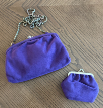 Vtg Vera Maxwell Purple Skinner Ultra Suede Hand Bag Coin Purse Crossbody - $49.72