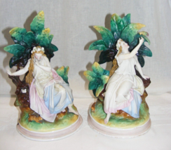 Vintage Pair of Porcelain Lady Figurines for Lamp Base Art Nouveau Style... - $7,351.24 MXN