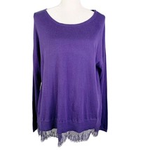 Lane Bryant Sweater 18/20 Purple Boat Neck Long Sleeve Lace Bottom New - £22.65 GBP