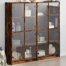 Modern Wooden Large Sturdy Bookcase Book Storage Cabinet With Glass Doors Wood - $327.20+