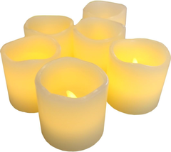 Battery Operated Candles SMALL Set of 6 Ivory Wax Votive Candles 2&quot; Tall and 2&quot;  - £18.32 GBP