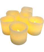 Battery Operated Candles SMALL Set of 6 Ivory Wax Votive Candles 2&quot; Tall... - £18.26 GBP