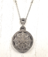 Vintage 925 Sterling Silver w Diamond Circle Cross Hearts Pendant Chain ... - $489.26 CAD