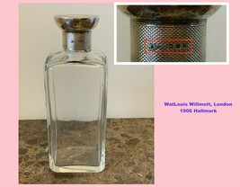 WatLouis Willmott London 1906 Hallmark Sterling Silver Cap Glass Perfume... - $98.01