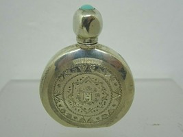 Rare Aztec Antique Sterling Silver Snuff  Perfume Flask / Bottle with tw... - £59.96 GBP
