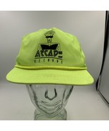 Vintage Arcade Records Rope Hat Neon Yellow 5 Panel Strap  90&#39;s - $19.00