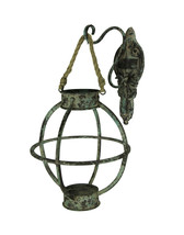 Scratch &amp; Dent Distressed Blue Metal Globe Wall Mounted Candle Sconce - £19.49 GBP