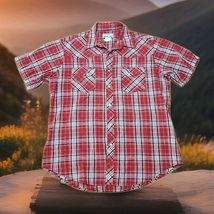 Wrangler Wrancher Pearl Snap Shirt Mens Sz Large Red Plaid Rockabilly We... - $26.73