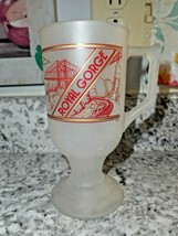 ROYAL GORGE COLORADO Frosted Souvenir Drinking Glass Mug 5.5” High Pedes... - £10.45 GBP