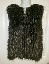 Retro 60&#39;s KIKIT Maurice Sasson Faux Fur Vest Black with Touch of Tan Zi... - £6.89 GBP