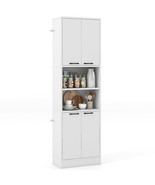 75 Inch Kitchen Pantry Cabinet Tall Cupboard with Doors and Shelves-Whit... - $251.51