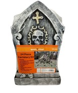 Spooky Village 24 Piece Cemetery Tombstones Kit Skeleton Hands Halloween... - $25.79