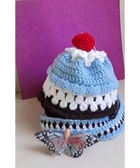 Crochet Blue Cupcake bag, kids handmade purse, 6x4x17 inches - $14.85