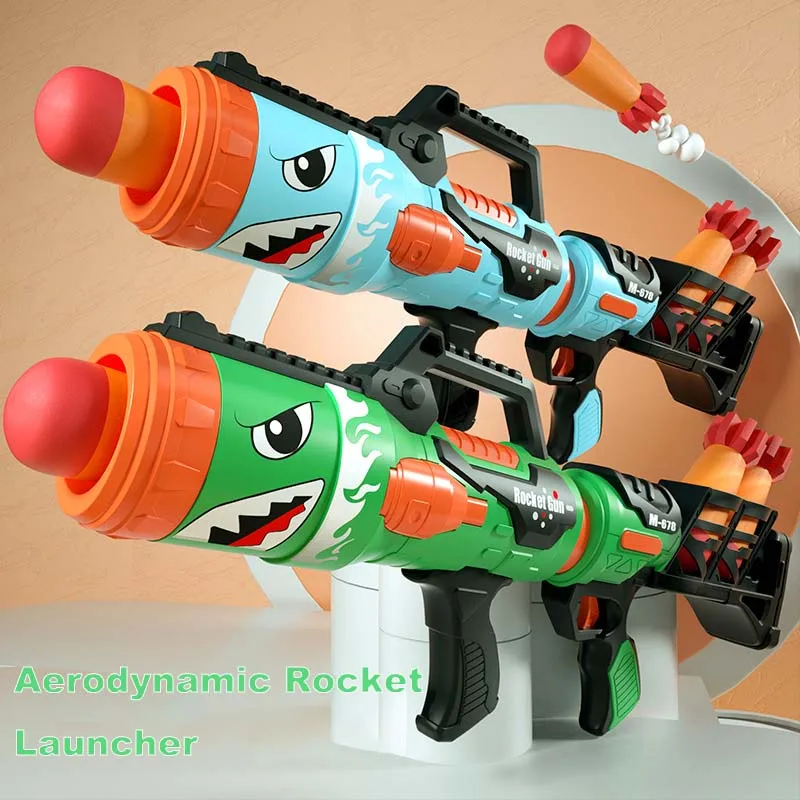 69cm Shark Rocket Launcher Air Soft Bullet Toy Gun Plastic Can Launch Bullets - £11.25 GBP+