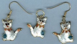 Cloisonne Cat Earrings  With Shepherd Hooks & Pendant - $8.00