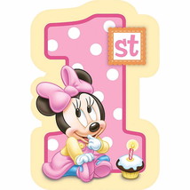 Baby Minnie Mouse Happy 1st Birthday Edible Cake Topper Image ABPID06241 - $265.52 MXN