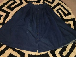 Vtg Gloria Vanderbilt Murjani Women&#39;s Pleated Button Front Denim Jean Skirt 12 - £17.17 GBP