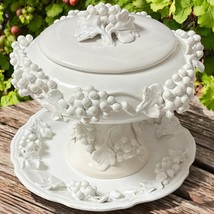 Vintage Ardalt Uva Bianca Hand Made Italian Pottery Lidded Pedestal Bowl... - $30.00