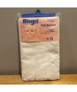 Vtg Riegel Unisex White Baby Crib Blanket Satin Trim 100% Cotton 36x50” - $54.14 CAD