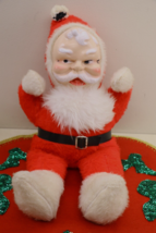Vintage Christmas Plush Musical Wind Up Santa Claus 1950&#39;s Works 18&quot; High - £51.41 GBP