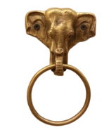 Brass Drawer Cabinet Handle Pull Ring ELEPHANT Head Figurine Vintage Hom... - £59.85 GBP