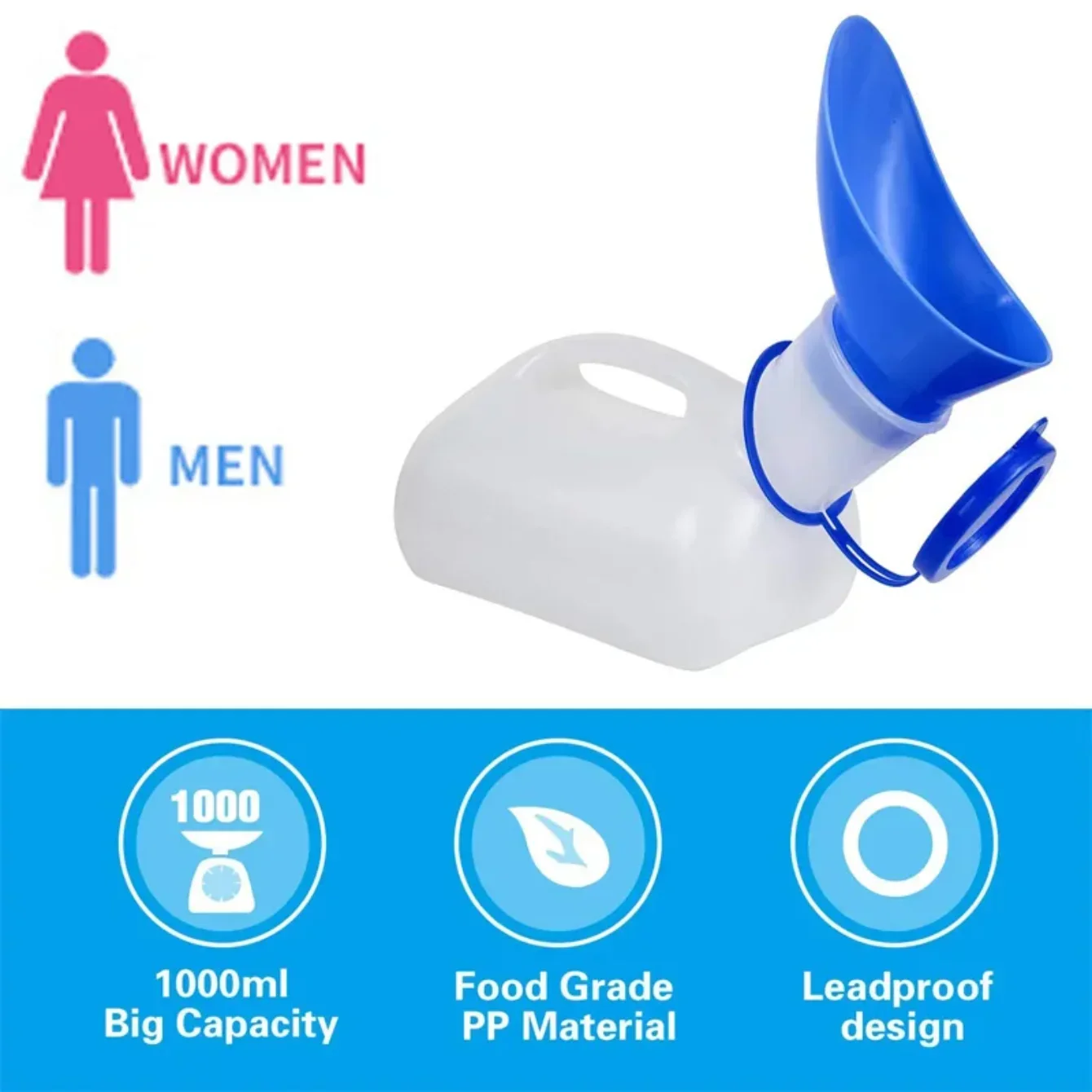 1000ml Portable Urinal – Reusable Plastic Toilet for Men &amp; Women Travel ... - $20.41 CAD