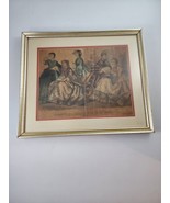 Framed Godey&#39;s Ladies Fashion Plate Print 1863 Dress Hand Colored Antiqu... - £27.18 GBP